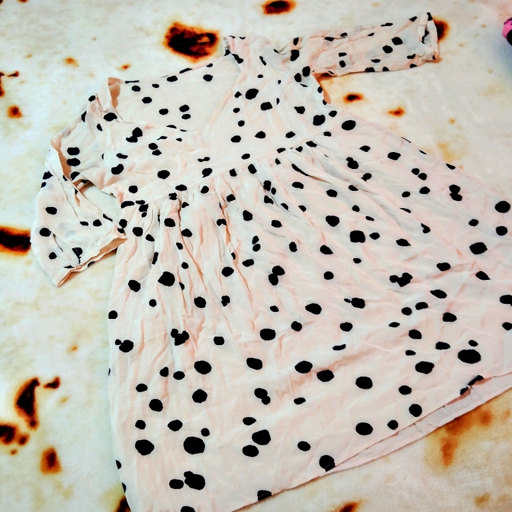 🖤3for25🖤 Babydoll Kawaii Polkadot Black and Cream 1/4 Sleeve Mini Dress